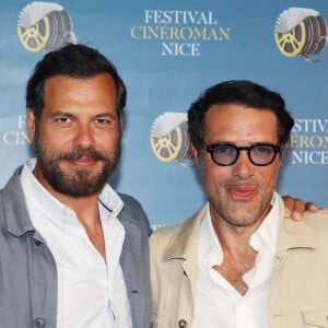 Laurent Lafitte et Nicolas Bedos à la première du film "Boite Noire" dans le cadre du Festival CINEROMAN au cinéma Pathé Gare du Sud à Nice, France, le 19 juin 2021. © Denis Guignebourg/Bestimage 