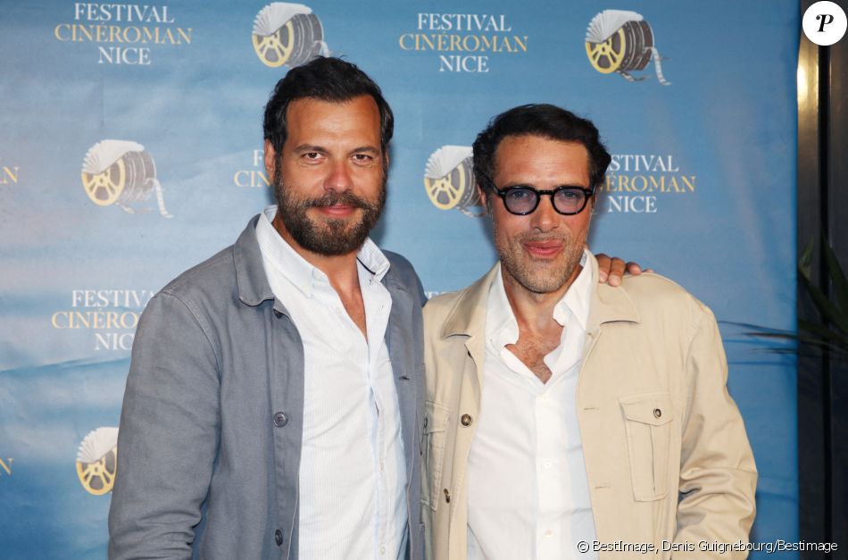 Laurent Lafitte et Nicolas Bedos à la première du film "Boite Noire" dans le cadre du Festival CINEROMAN au cinéma Pathé Gare du Sud à Nice, France, le 19 juin 2021. © Denis Guignebourg/Bestimage