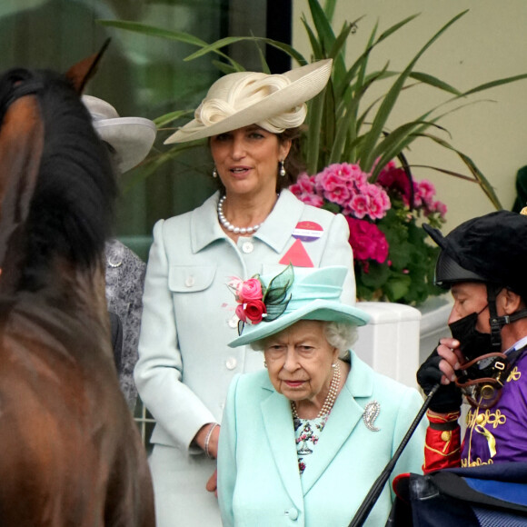 La reine Elisabeth II d'Angleterre à la prestigieuse course hippique "Royal Ascot" à Ascot, Royaume Uni, le 19 juin 2021.