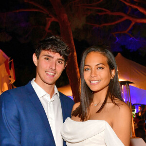 Exclusif - Vaimalama Chaves (Miss France 2019), et son compagnon, Nicolas Fleury - Le Grand Dîner s'est installé à Monaco pendant le 78ème Grand Prix de Formule 1 au Castel Roc, l'établissement situé en face du palais princier, le 22 mai 2021.© Bruno Bebert/Bestimage 