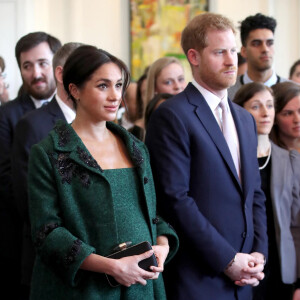 Le prince Harry, duc de Sussex, Meghan Markle (enceinte de son fils Archie), duchesse de Sussex, lors de leur visite à Canada House dans le cadre d'une cérémonie pour la Journée du Commonwealth à Londres.