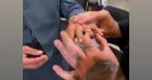 Mariage de Mathieu et Alexandre : Les larmes d'Alexandre au moment de l'échange des alliances.