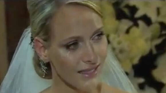 Les larmes de Charlène Wittstock lors de son mariage avec le prince Albert de Monaco en juillet 2011.