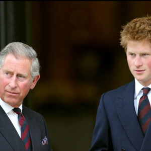 Le prince Charles et ses fils, le prince William et le prince Harry, lors de la cérémonie commémorant le 10e anniversaire de la mort de Diana à Londres en 2007.