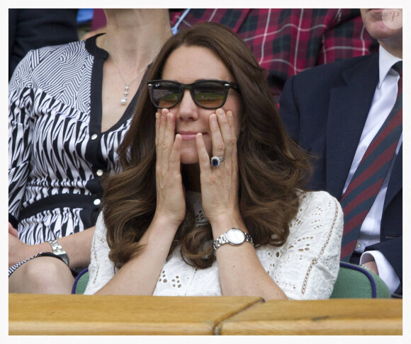 Catherine Kate Middleton, la duchesse de Cambridge - People au tournoi de tennis de Wimbledon à Londres le 2 juillet 2014. Le tenant du titre britannique de Wimbledon Andy Murray a été sèchement éliminé par le Bulgare Grigor Dimitrov, 13e mondial, mercredi en quart de finale en trois manches 6-1, 7-6 (7/4), 6-2.