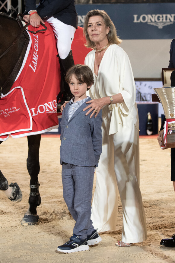 Raphaël et sa grand-mère la princesse Caroline de Monaco au 15e Jumping International de Monte-Carlo, le 3 juillet 2021.