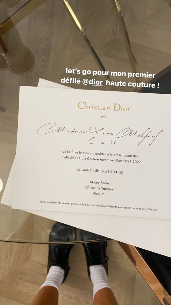 Léna Mahfouf invitée au défilé de Christian Dior. Juillet 202