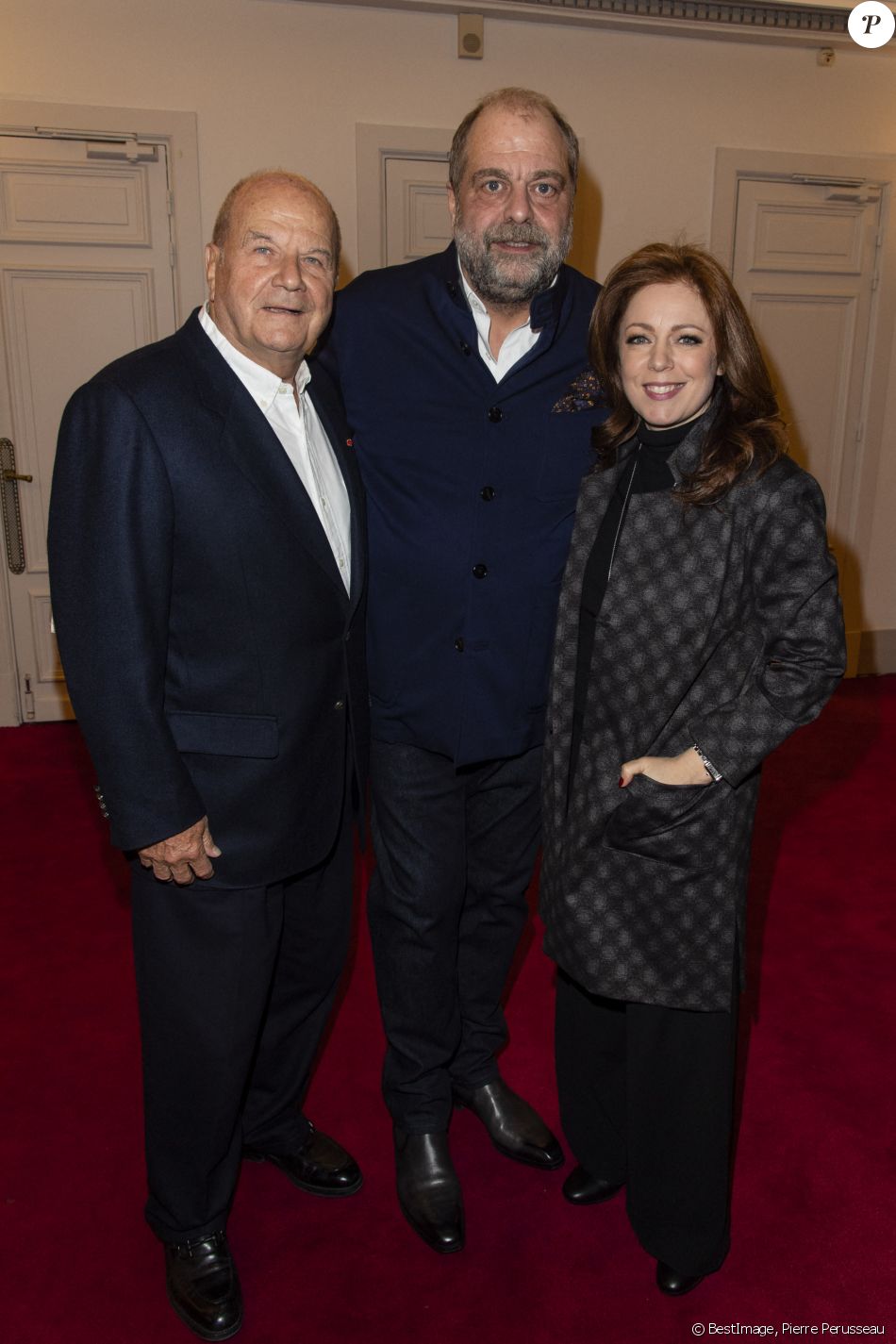 Exclusif - Marc Ladreit de Lacharrière, Eric Dupond-Moretti et sa compagne Isabelle Boulay - Eric Dupond-Moretti à la barre au théâtre de la Madeleine à Paris le 22 janvier 2019. © Pierre Perusseau/Bestimage