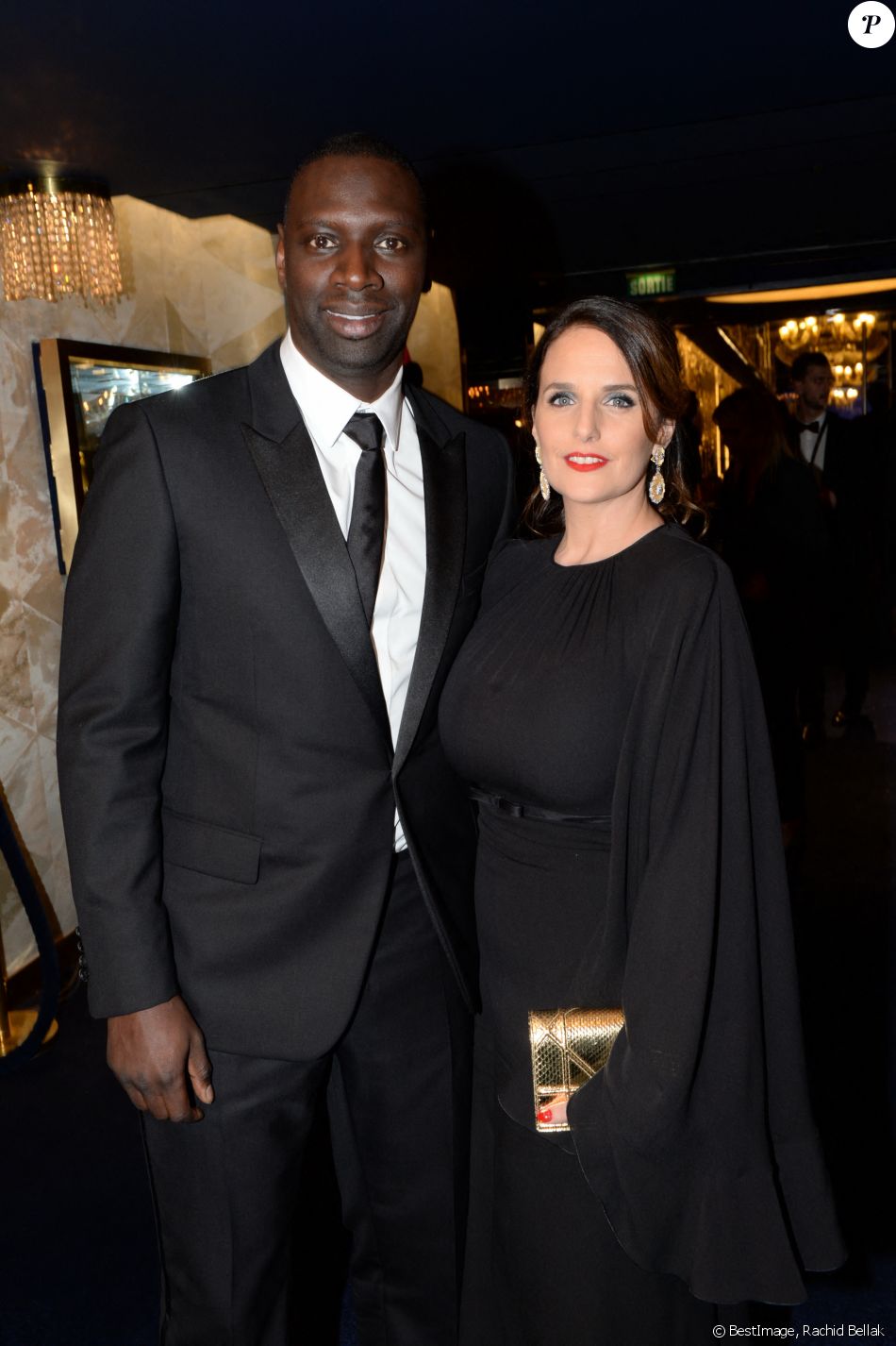 mar Sy et sa femme Hélène - 11ème cérémonie des Globes de Cristal au Lido à Paris, le 30 janvier 2017. © Rachid Bellak/Bestimage