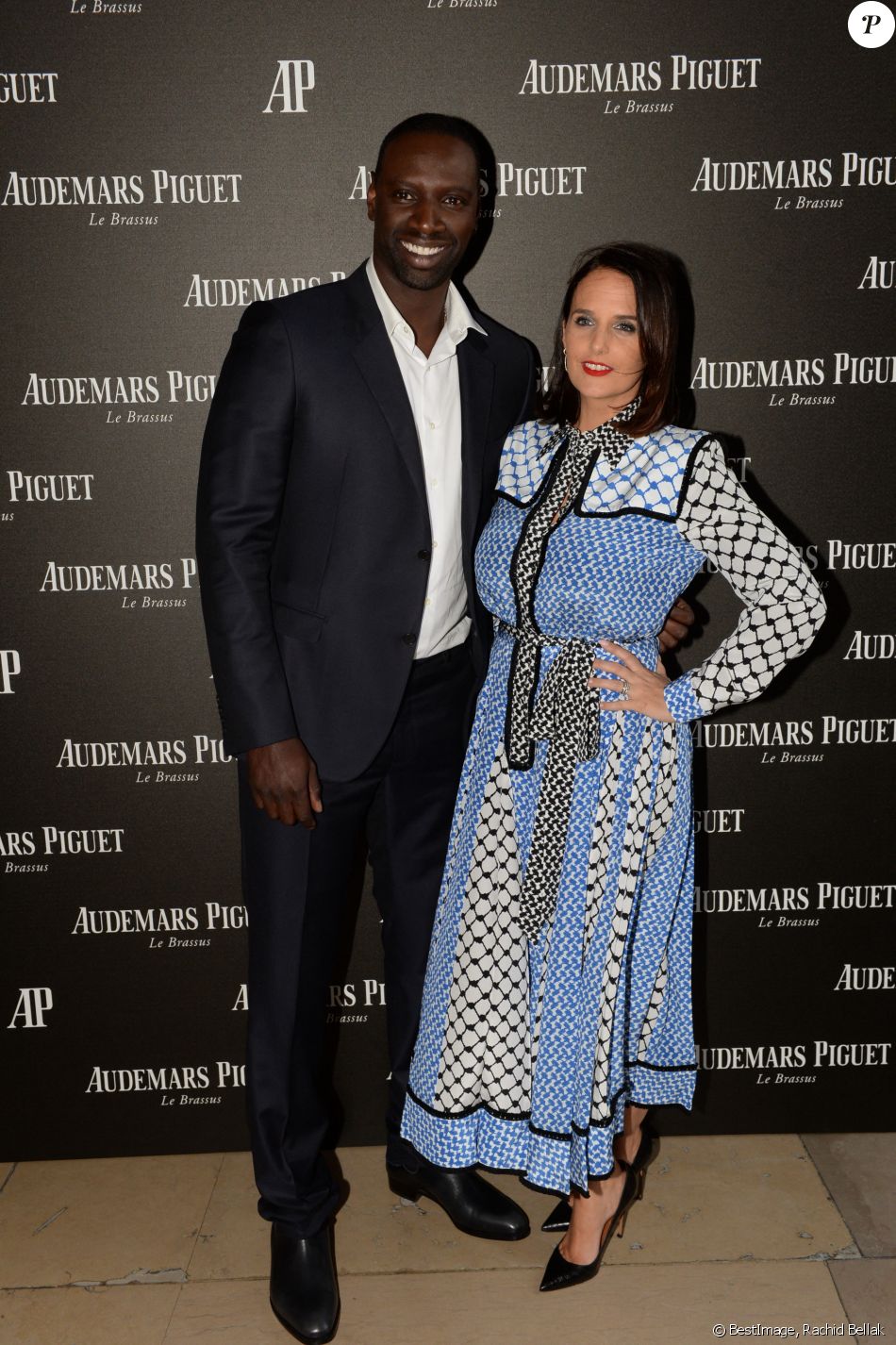 Omar Sy et sa femme Hélène - Inauguration de la boutique Audemars Piguet, 15 rue Royale, et présentation de la nouvelle collection Royal Oak Yellow Gold, à Paris, le 26 mai 2016. © Rachid Bellak/Bestimage