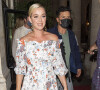Katy Perry et son fiancé Orlando Bloom à la sortie du restaurant "Le Grand Véfour" à Paris, le 7 juillet 2021.
