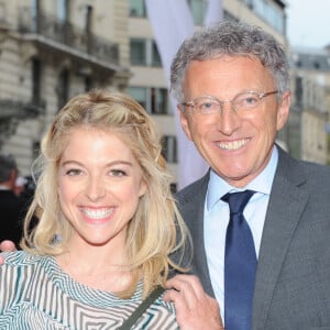 Nelson Monfort et sa fille Victoria - Inauguration de l'hôtel "The Peninsula" in Paris le 16 avril 2015.
