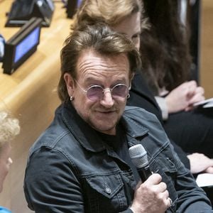 Bono - Bono se mobilise en faveur de l'éducation des adolescentes au siège de l'ONU à New York, le 11 février 2020