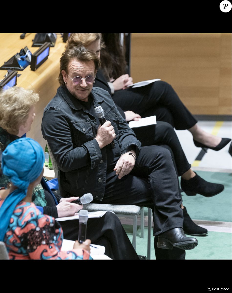 Bono - Bono se mobilise en faveur de l'éducation des adolescentes au siège de l'ONU à New York, le 11 février 2020