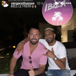Nabilla et Thomas Vergara retrouvent Riyad Mahrez, sa fiancée Taylor Ward et sa soeur Inès à Ibiza, en juillet 2021.