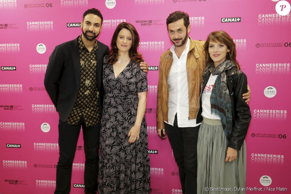 Joakim Latzko, Anne Décis, Emanuele Giorgi, Elodie Varlet (Plus Belle la Vie) - Masterclass des acteurs des série "Plus Belle la Vie", "Les Mystères de l'Amour" et "Alice Nevers" à l'Espace Miramar lors du festival Canneseries à Cannes, le 7 avril 2019. © Dylan Meiffret / Nice Matin / Bestimage