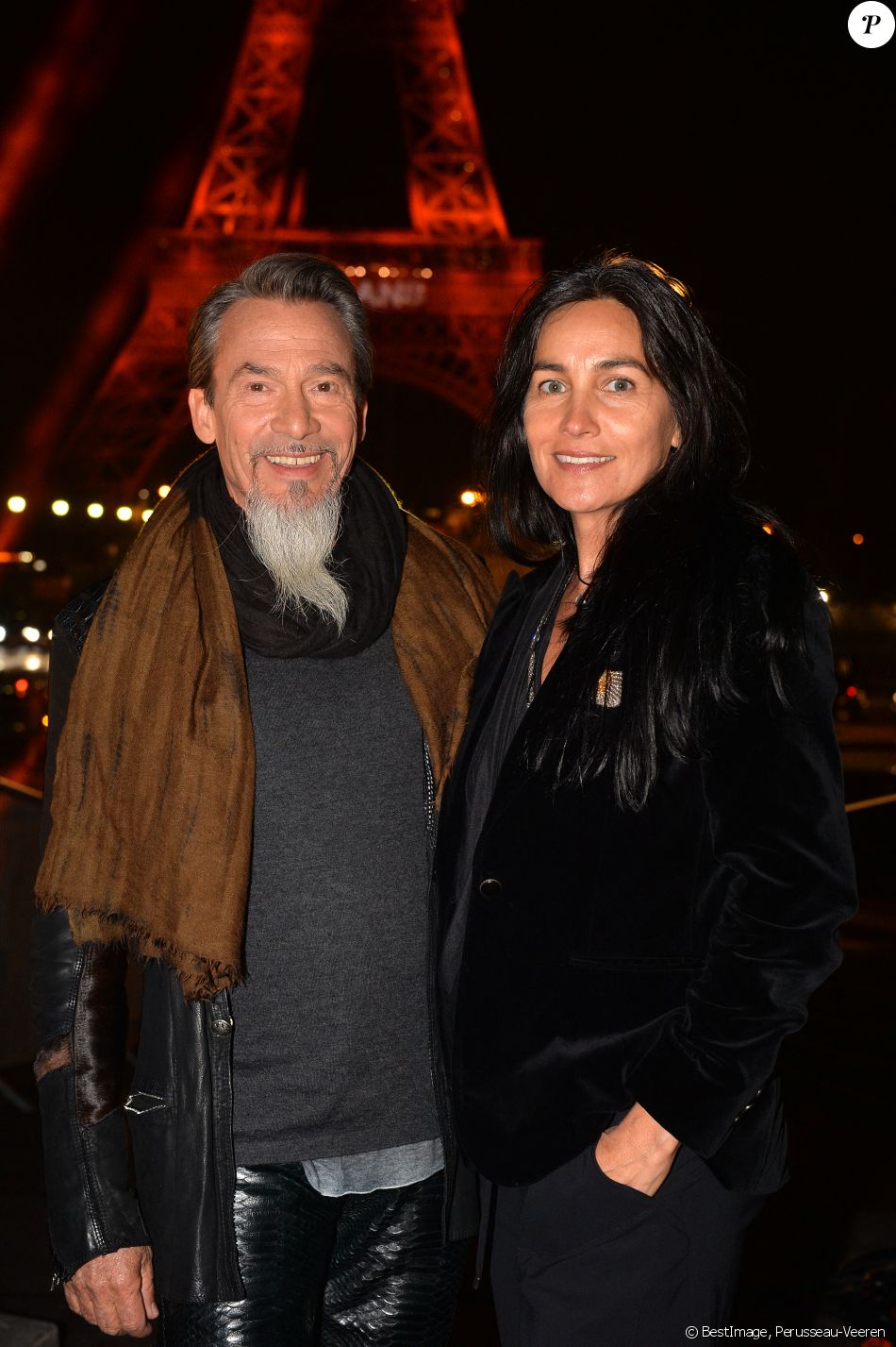Exclusif - Florent Pagny et sa femme Azucena Caman - Backstage du concert anniversaire des 130 ans de la Tour Eiffel à Paris, qui sera diffusé le 26 octobre sur France 2. Le 2 octobre 2019. © Perusseau-Veeren/ Bestimage