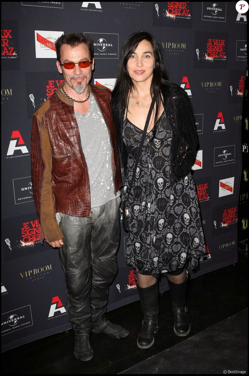 Florent Pagny et sa femme Azucena à Paris.