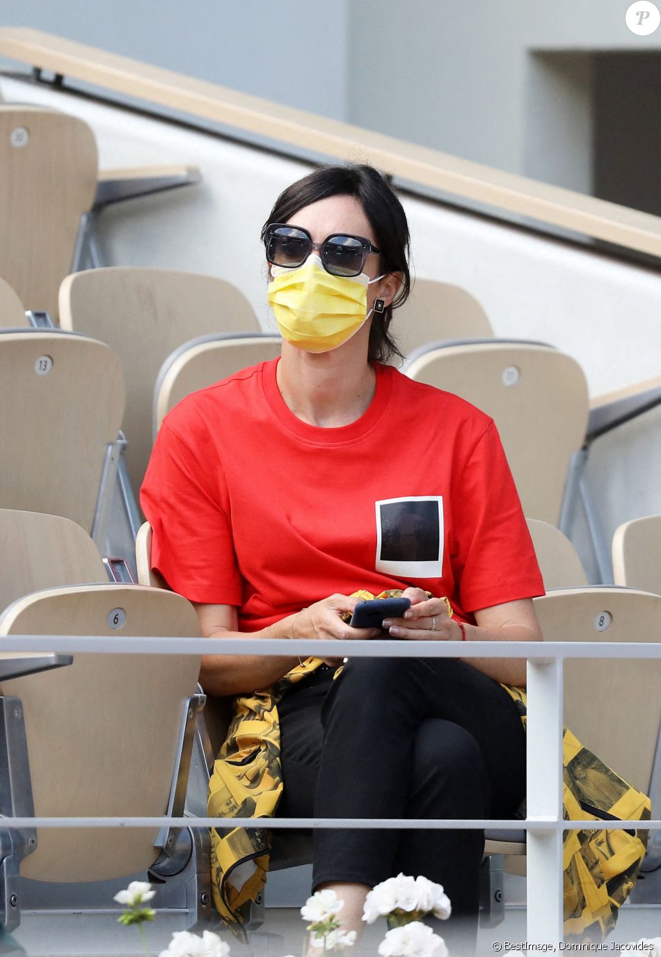 Géraldine Maillet - People dans les tribunes lors des internationaux de France de Tennis de Roland Garros 2021 à Paris, le 6 juin 2021. © Dominique Jacovides/Bestimage