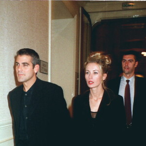 George Clooney et Céline Balitran à Paris pour "Batman et Robin" au Gaumont Italie. 