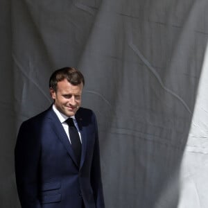 Le président de la république, Emmanuel Macron lors de la cérémonie d'Adieu aux armes du Général Francois Lecointre, à l'hôtel national des Invalides, Paris, le 21 juillet 2021. © Stéphane Lemouton / Bestimage