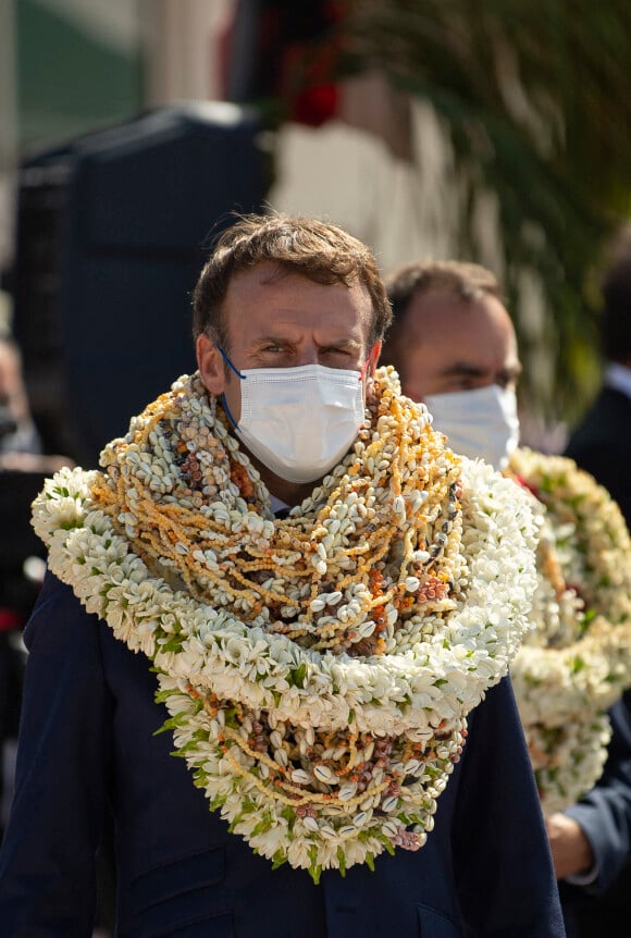 Emmanuel Macron en voyage officiel en Polynésie française le 26 juillet 2021. Photo : Eliot Blondet/ABACAPRESS.COM