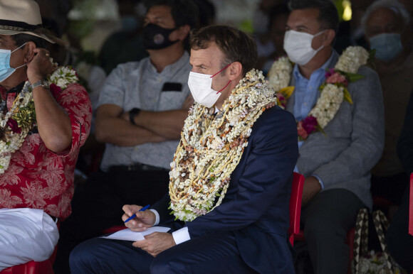 Emmanuel Macron en voyage officiel en Polynésie française le 26 juillet 2021. Photo : Eliot Blondet/ABACAPRESS.COM