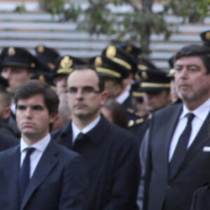 La reine Letizia d'Espagne et le roi Felipe assistent aux obsèques des deux policiers espagnols, Jorge Garcia Tudela et Gabino San Martin Hernandez tués lors d'une attaque des talibans à Kaboul. Le 15 décembre 2015.