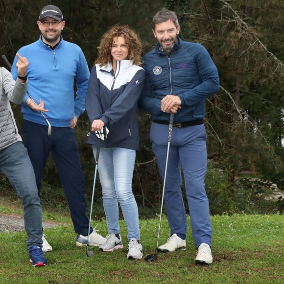 Philippe Candeloro, Manuela Lopez et Franck Sémonin, guest lors de l'opération "Golf pour tous", organisé par l'association Balles Blanches à l'occasion de la premiere edition du " Festival des programmes jeunesse" de Lourdes le 25 octobre 2020.