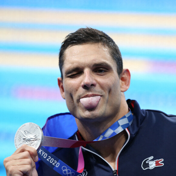 Florent Manaudou, médaille d'argent du 50 m nage libre aux jeux olympiques Tokyo 2020 (23 juillet - 8 août 2021), le 1er août 2021.