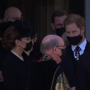 Le prince William et le prince Harry - Sorties des funérailles du prince Philip à la chapelle Saint-Georges du château de Windsor, Royaume Uni, le 17 avril 2021.