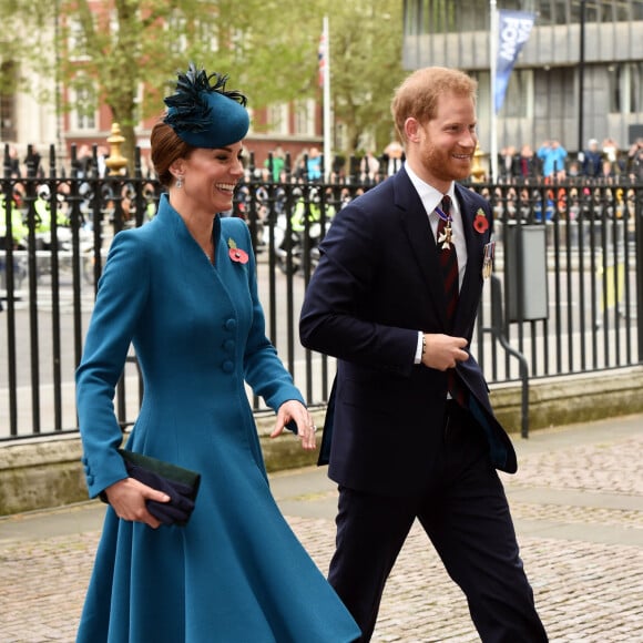 Kate Middleton et le prince Harry - Arrivées de la famille royale d'Angleterre en l'abbaye de Westminster à Londres pour le service commémoratif de l'ANZAC Day. Le 25 avril 2019.