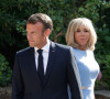 Le président de la République française Emmanuel Macron et sa femme Brigitte au fort de Brégançon, à Bormes-les-Mimosas