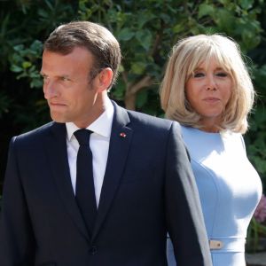 Le président de la République française Emmanuel Macron et sa femme Brigitte au fort de Brégançon, à Bormes-les-Mimosas