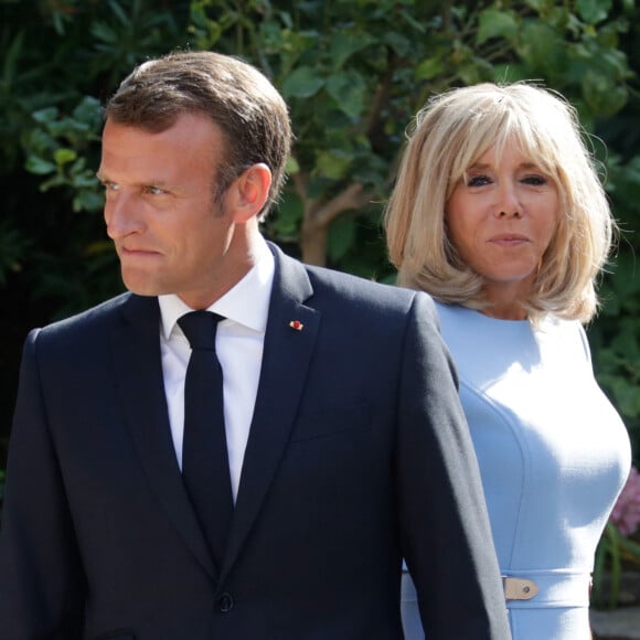 Le président de la République française Emmanuel Macron et sa femme Brigitte au fort de Brégançon, à Bormes-les-Mimosas