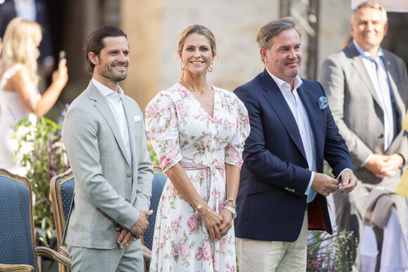 Le prince Carl Philip, la princesse Madeleine de Suède et son mari Christopher O'Neill - La famille royale de Suède célèbre le 44 ème anniversairede la princesse Victoria lors d'un concert au château de Borgholm sur l'île d'Oland, le 14 juillet 2021.