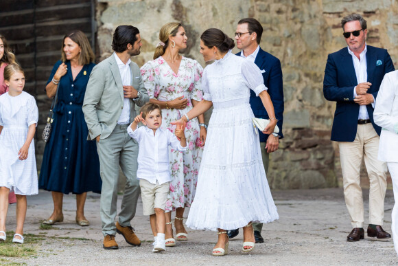 La princesse Victoria et son fils le prince Oscar, le prince Carl Philip, la princesse Madeleine - La famille royale de Suède célèbre le 44 ème anniversairede la princesse Victoria lors d'un concert au château de Borgholm sur l'île d'Oland, le 14 juillet 2021.