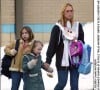 Kim Mathers, la femme d'Eminem, et sa fille Halle à la sortie de l'école. Detroit.