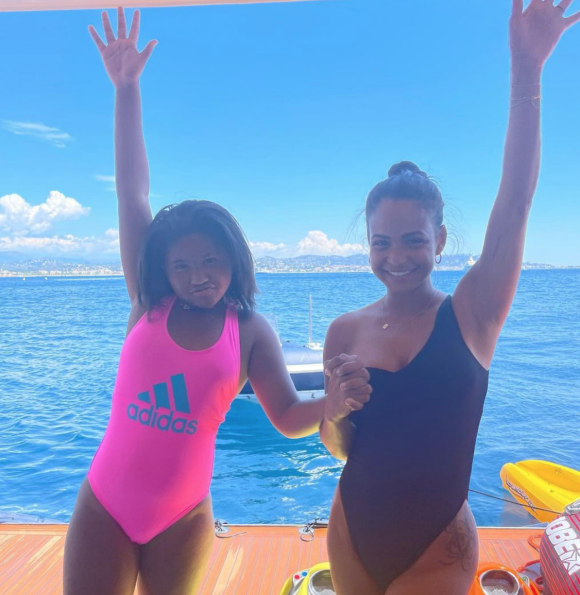Christina Milian et sa fille Violet en vacances dans le sud de la France. Août 2021.