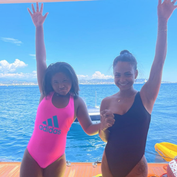 Christina Milian et sa fille Violet en vacances dans le sud de la France. Août 2021.