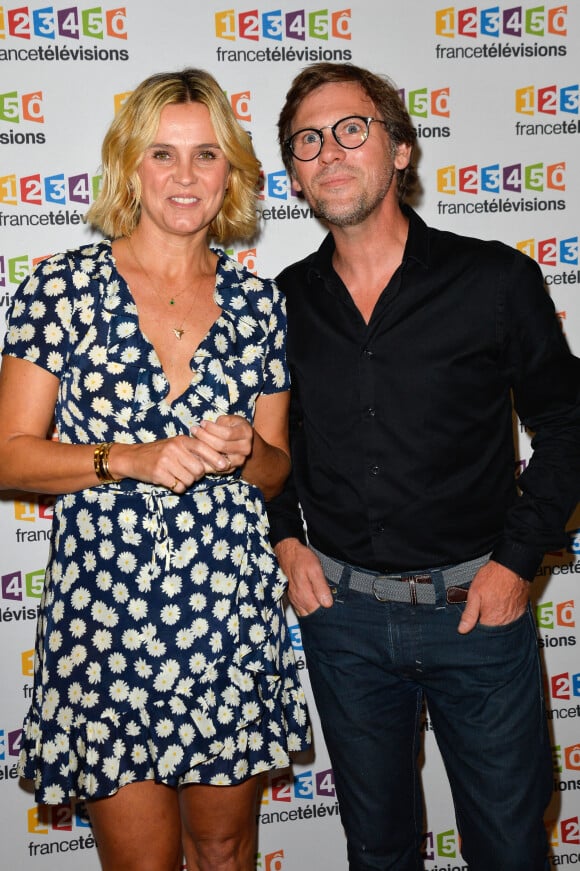 Marine Vignes et Laurent Romejko lors du photocall de la présentation de la nouvelle dynamique 2017-2018 de France Télévisions. Paris, le 5 juillet 2017. © Guirec Coadic/Bestimage