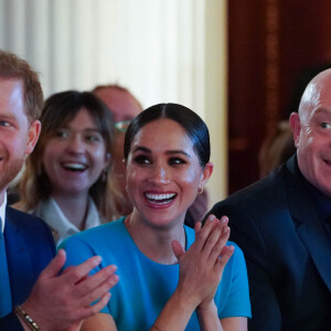 Le prince Harry, duc de Sussex, et Meghan Markle, duchesse de Sussex lors de la cérémonie des Endeavour Fund Awards au Mansion House à Londres, Royaume Uni, le 5 mars 2020.