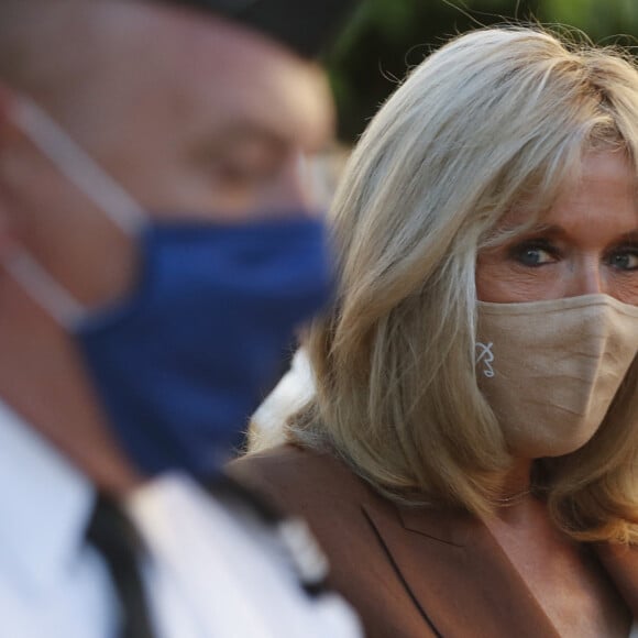 Brigitte Macron - 77e anniversaire de la libération de la ville de Bormes-les-Mimosas, le 17 août 2021. © Eric Gaillard/Pool/Bestimage