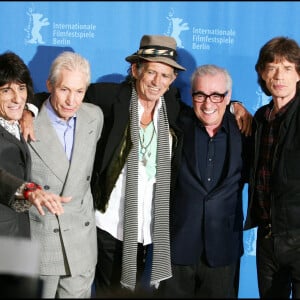 Charlie Watts, Martin Scorsese et Les Rolling Stones (Ronnie Wood, Keith Richards and Mick Jagger) à la 58ème édition de la Berlinale.