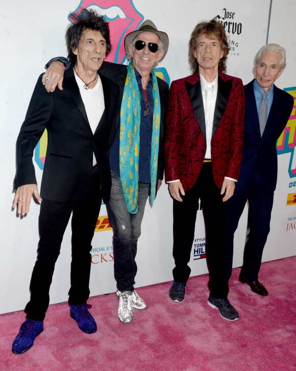 Les membres du groupe The Rolling Stones Ron Wood, Keith Richards, Mick Jagger et Charlie Watts - Ouverture de l'exposition "Rolling Stones Exhibitionism" à l'Industria Superstudio à New York le 15 novembre 2016. 
