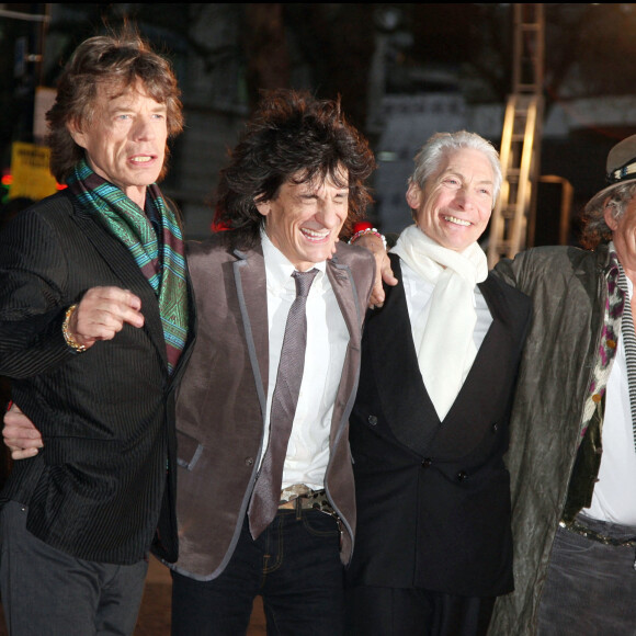 Mick Jagger, Ronnie Wood, Charlie Watts et Keith Richards à l'avant-première du film "Shine a light" à Londres.