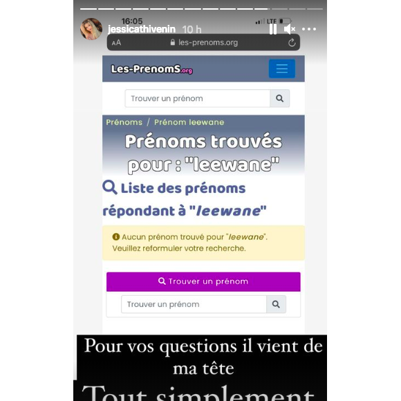 Jessica Thivenin en dit plus sur les origines du prénom de sa fille Leewane.