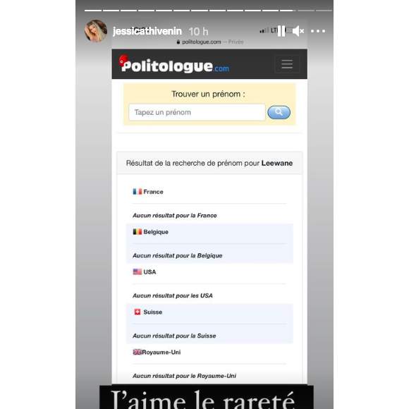 Jessica Thivenin en dit plus sur les origines du prénom de sa fille Leewane.