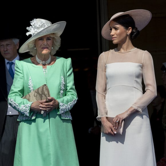 Camilla Parker Bowles, duchesse de Cornouailles, Meghan Markle, duchesse de Sussex lors de la garden party pour les 70 ans du prince Charles au palais de Buckingham à Londres.