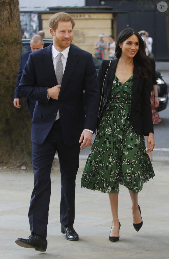 Le prince Harry et Meghan Markle arrivent à une réception organisée par Malcolm Turnbull, Premier ministre australien et son épouse Lucy Turnbull à l'ambassade australienne à Londres, le 21 avril 2018.